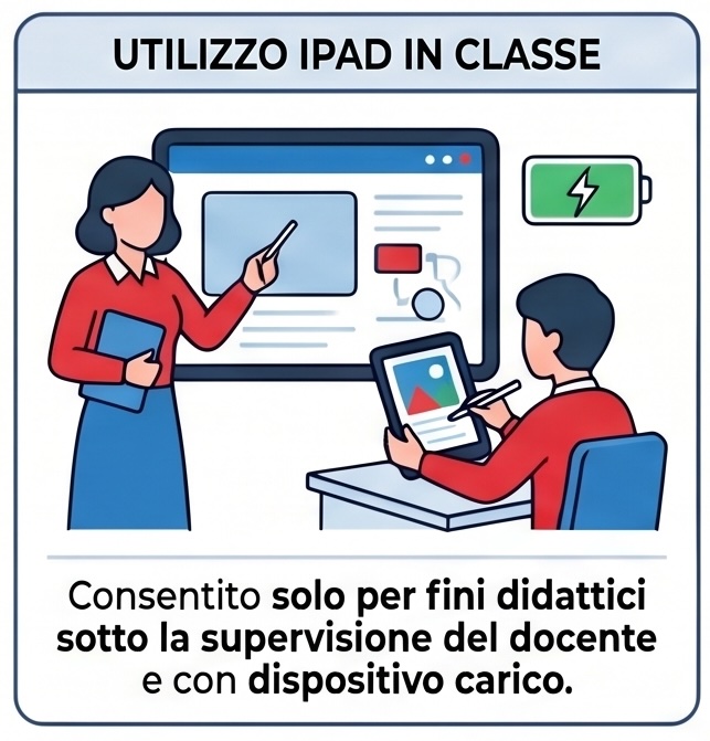 Utilizzo iPad in classe: consentito solo per fini didattici, sotto la supervisione del docente e con dispositivo carico